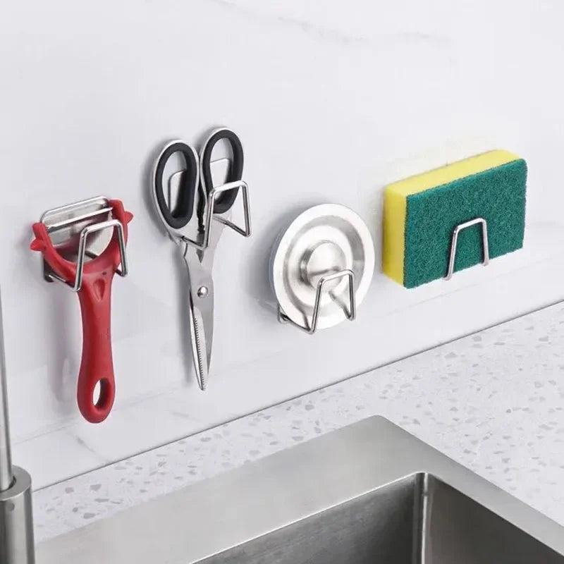 Stainless Steel Wall Mounted Kitchen Storage Rack – Non-Perforated Pot Lid Holder & Cutting Board Organizer for Cabinet Door & Countertop Storage