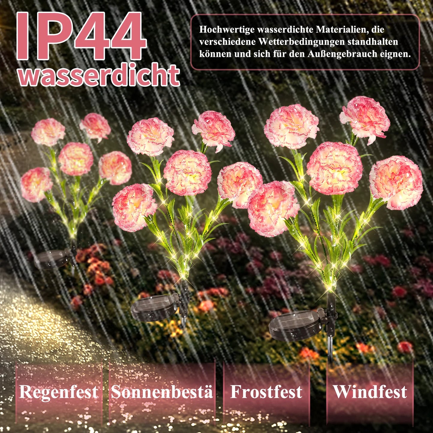 Solar LED Carnation Flower Garden Path Lights