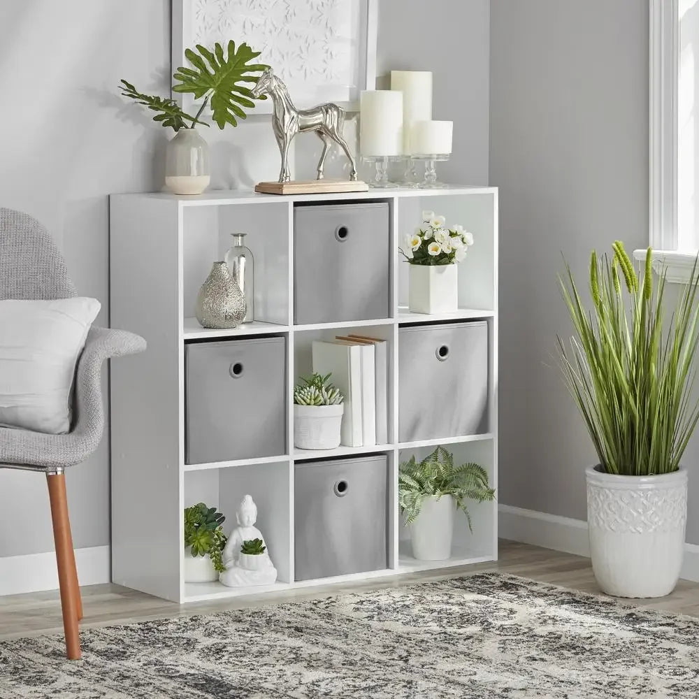 9-Cube Storage Organizer White Multi-Functional Shelves