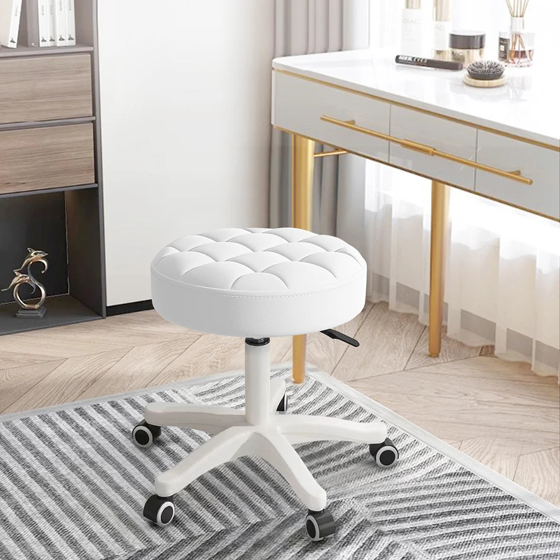 Adjustable PU Leather Rolling Swivel Office Stool