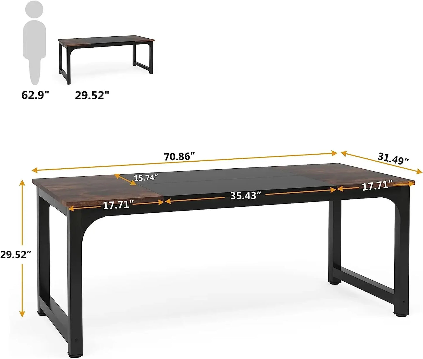 Modern Large Computer Desk – Spacious Home Office Writing Desk, Study Table & Workstation for Laptop, PC & Gaming, Heavy-Duty Office Furniture