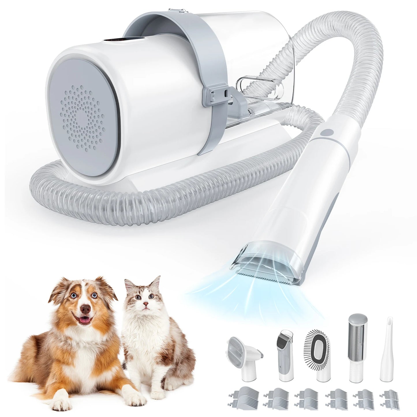 2.5L Professional Pet Grooming Vacuum Kit – Cordless Low Noise Dog Clippers with 3 Suction Modes & 5 Grooming Tools for Cats, Dogs & Home Pet Hair Removal