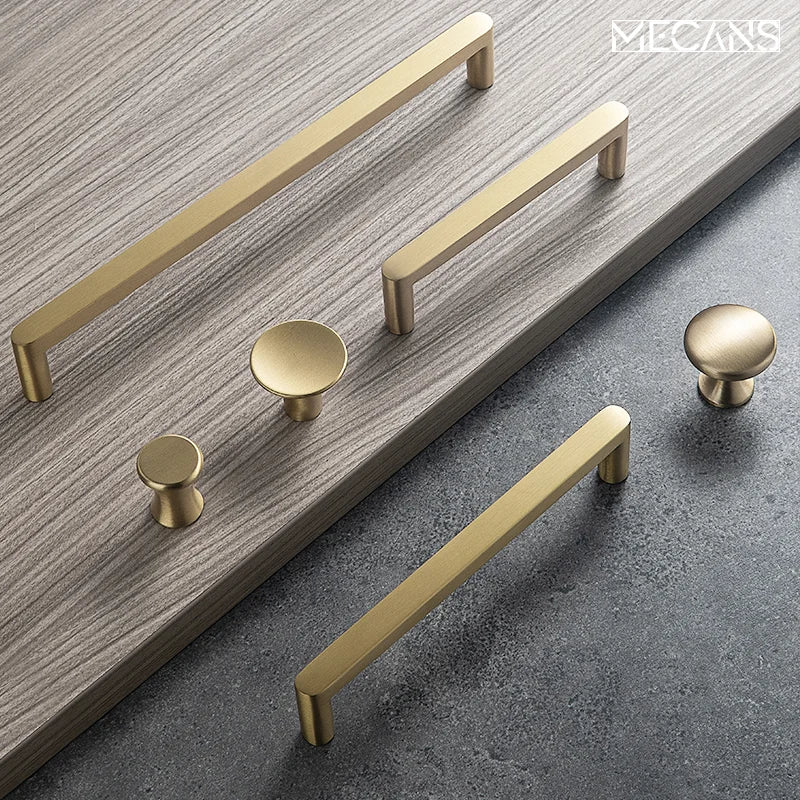 Solid Brass Cabinet Handles & Drawer Pulls – Pure Copper Bar Knobs for Kitchen & Furniture
