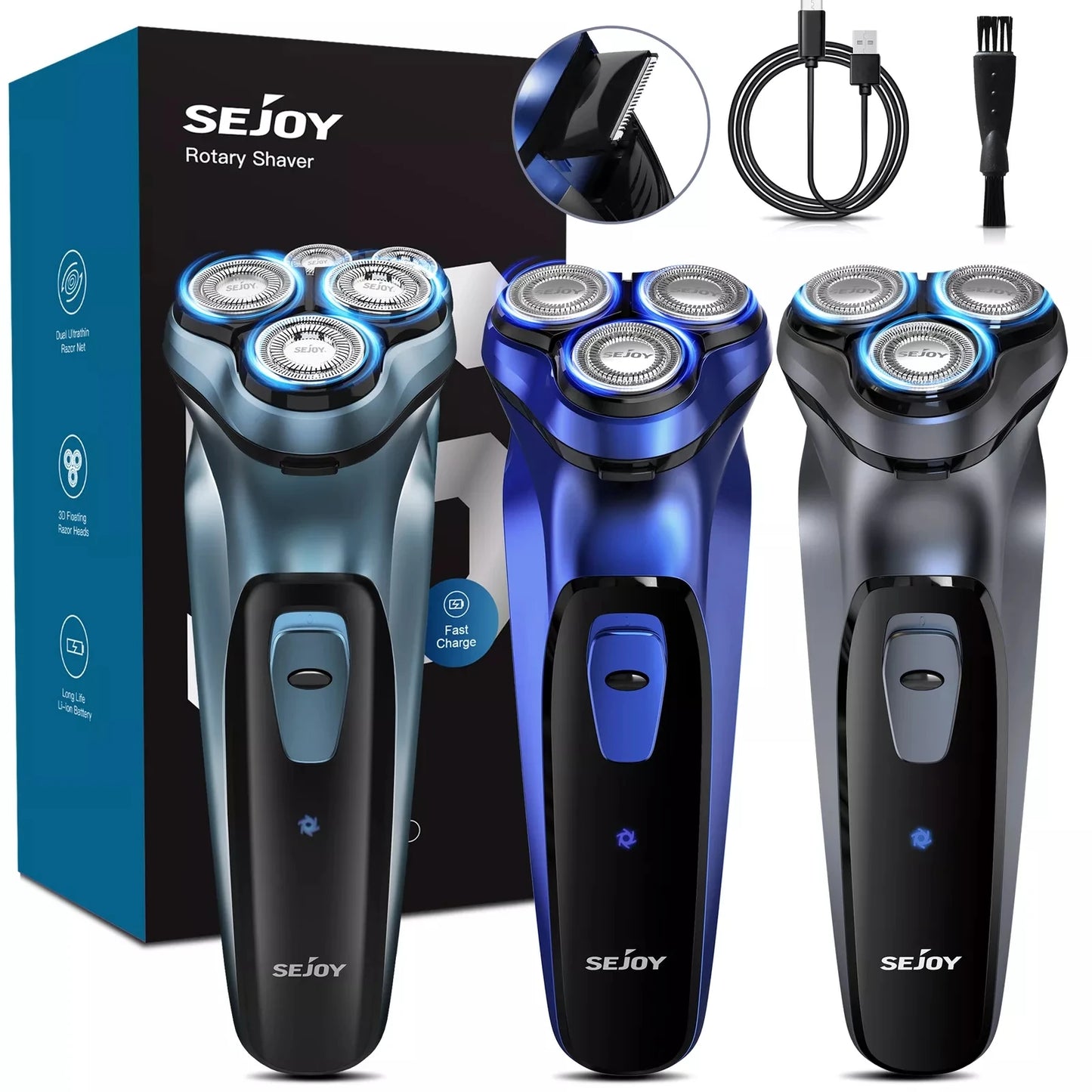 Sejoy Rechargeable Rotary Electric Razor for Men