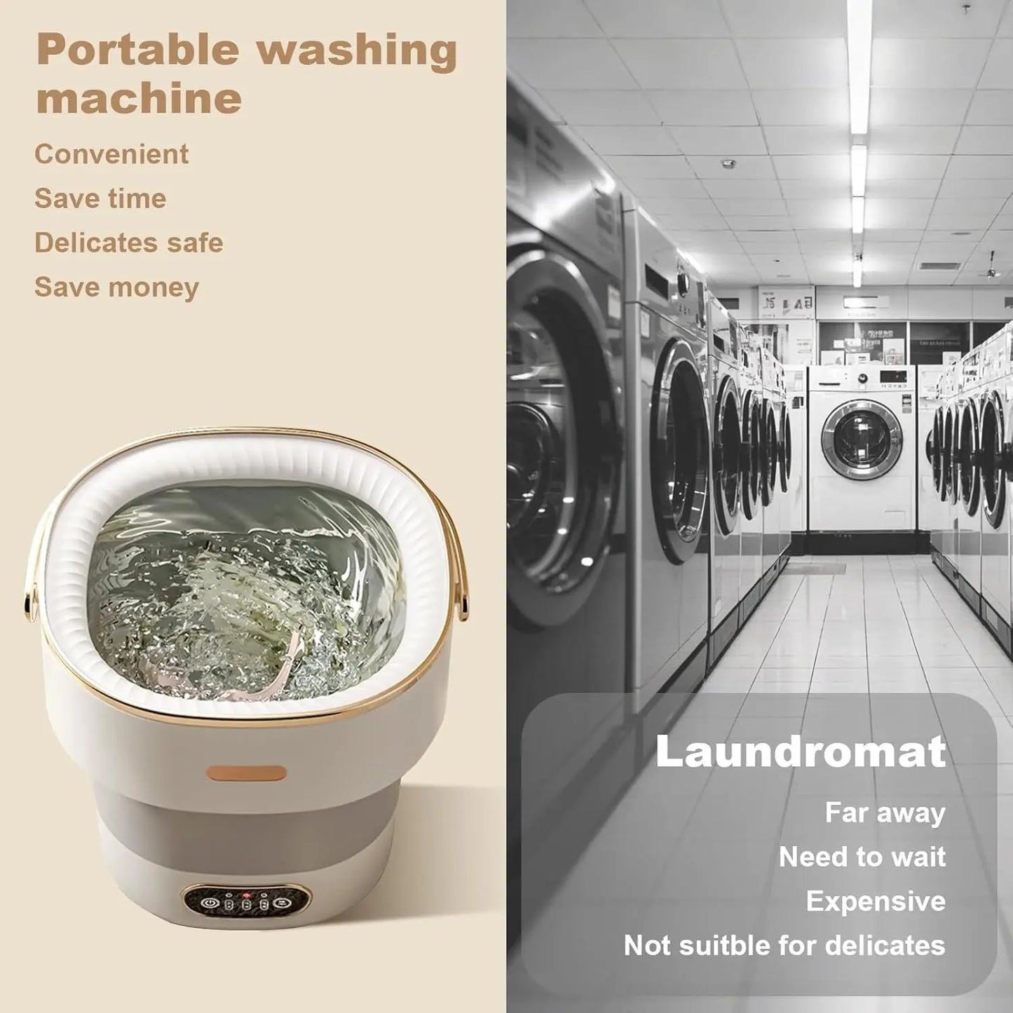 13L Foldable Portable Washing Machine – Mini Washer & Spin Dryer for Underwear, Socks & Baby Clothes, Compact Travel Laundry Machine for RV, Dorm & Camping