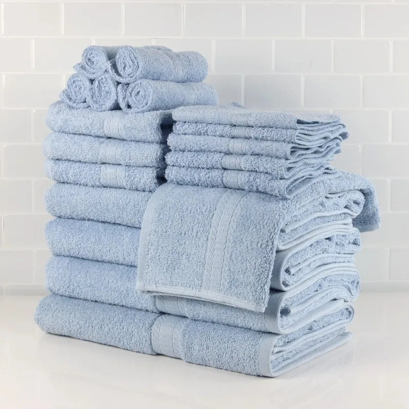 18-Piece Soft Absorbent 100% Cotton Towel Set