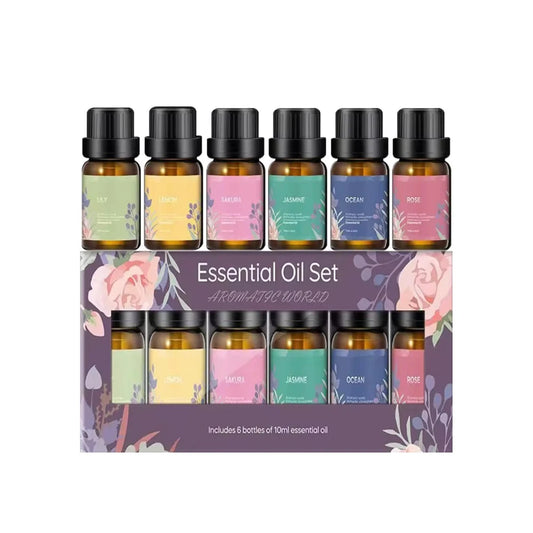 6-Piece Essential Oil Aromatherapy Set – Premium Fragrance Oils for Diffusers, Relaxation & Home Scenting (Lily, Jasmine & More)