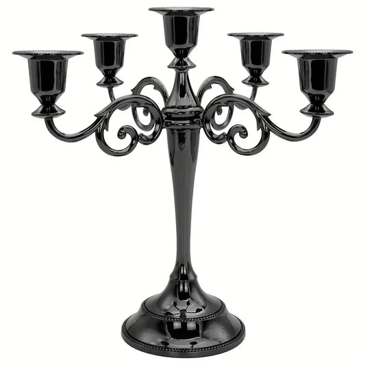Elegant Matte Black 5-Arm Candle Candelabra