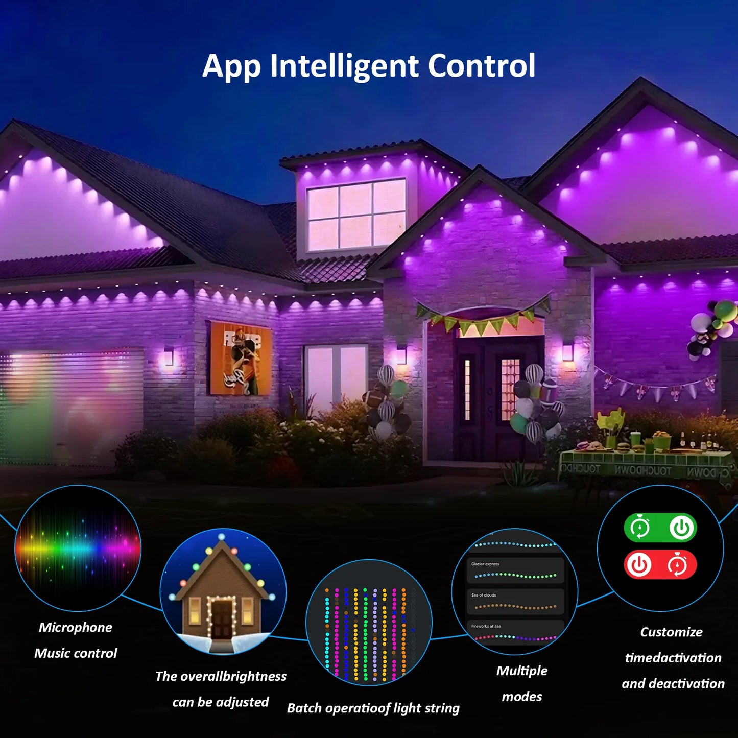 RGB Outdoor LED Lights App Remote Controlled