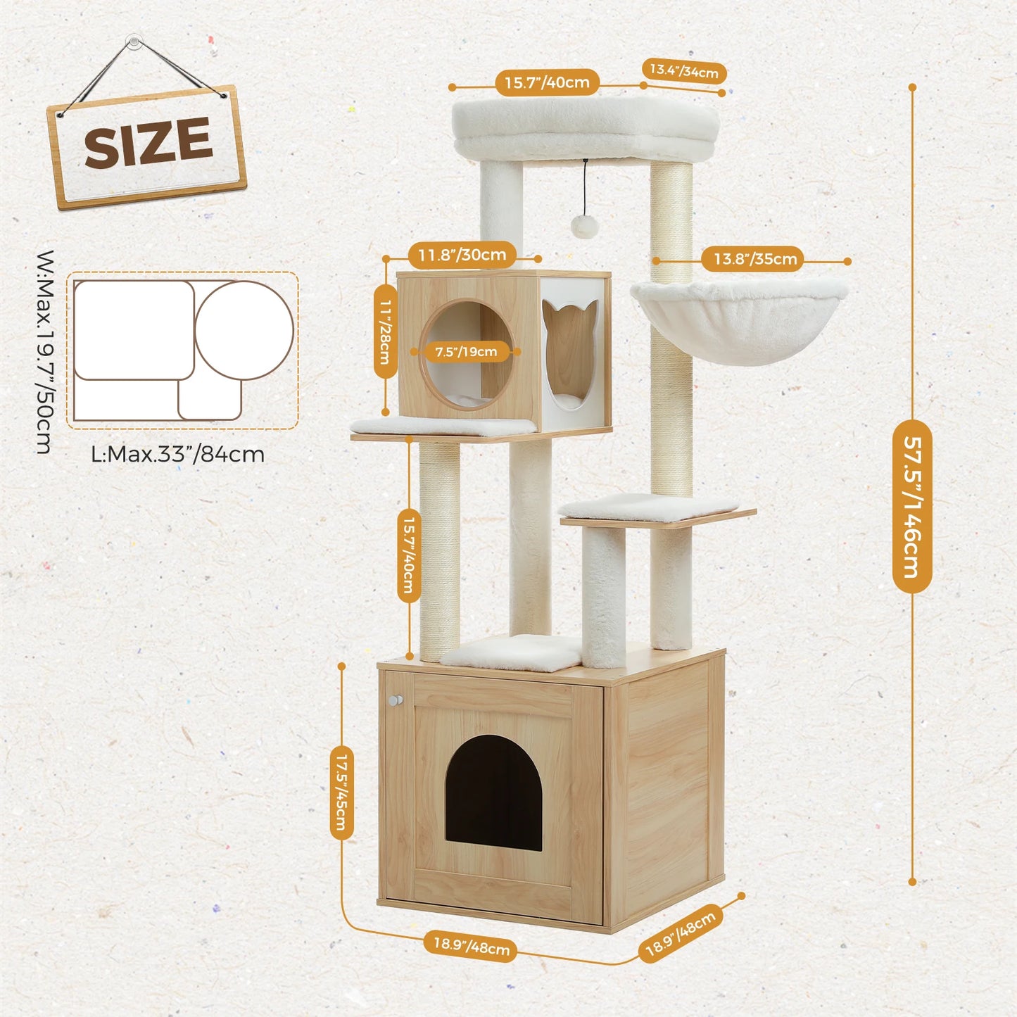 Cat Tree Tower Condo with Hammock