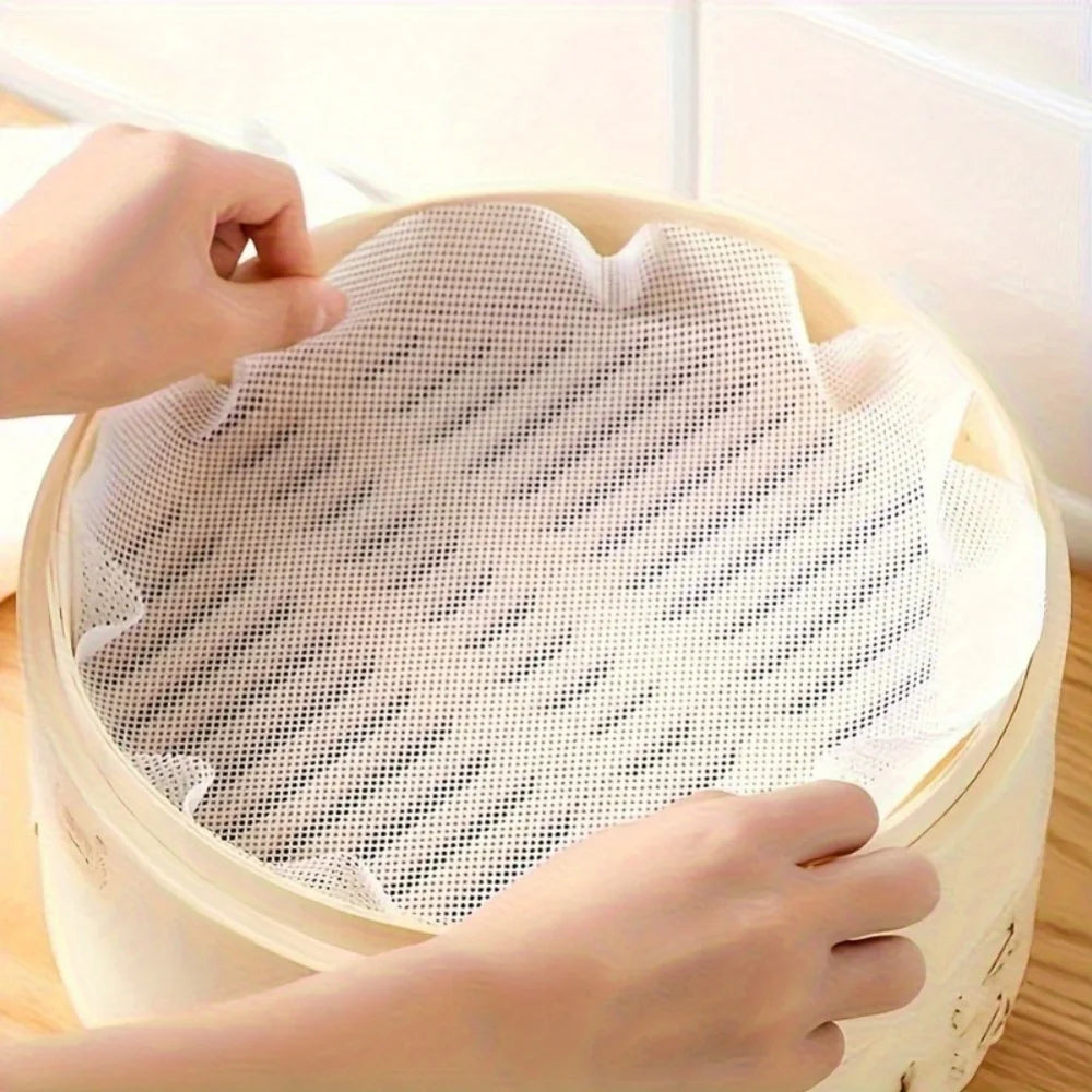 3PCS Reusable Silicone Steamer Liners – Non-Stick Round Steaming Mats for Bamboo Steamers, Heat-Resistant Kitchen Cooking Accessories