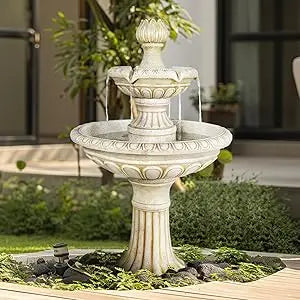 3-Tier Birdbath Garden Waterfall Outdoor Fountain