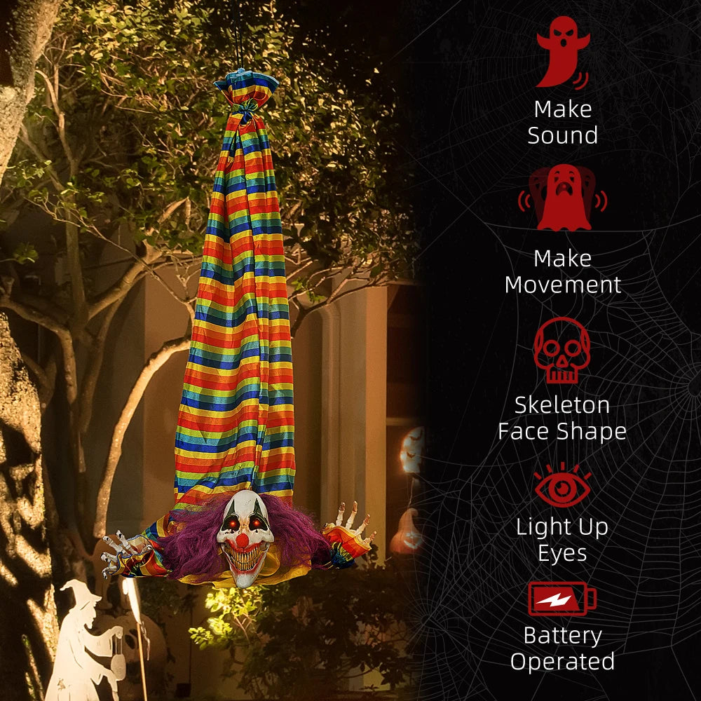 Hanging Animated Halloween Clown Outdoor Decoration Prop