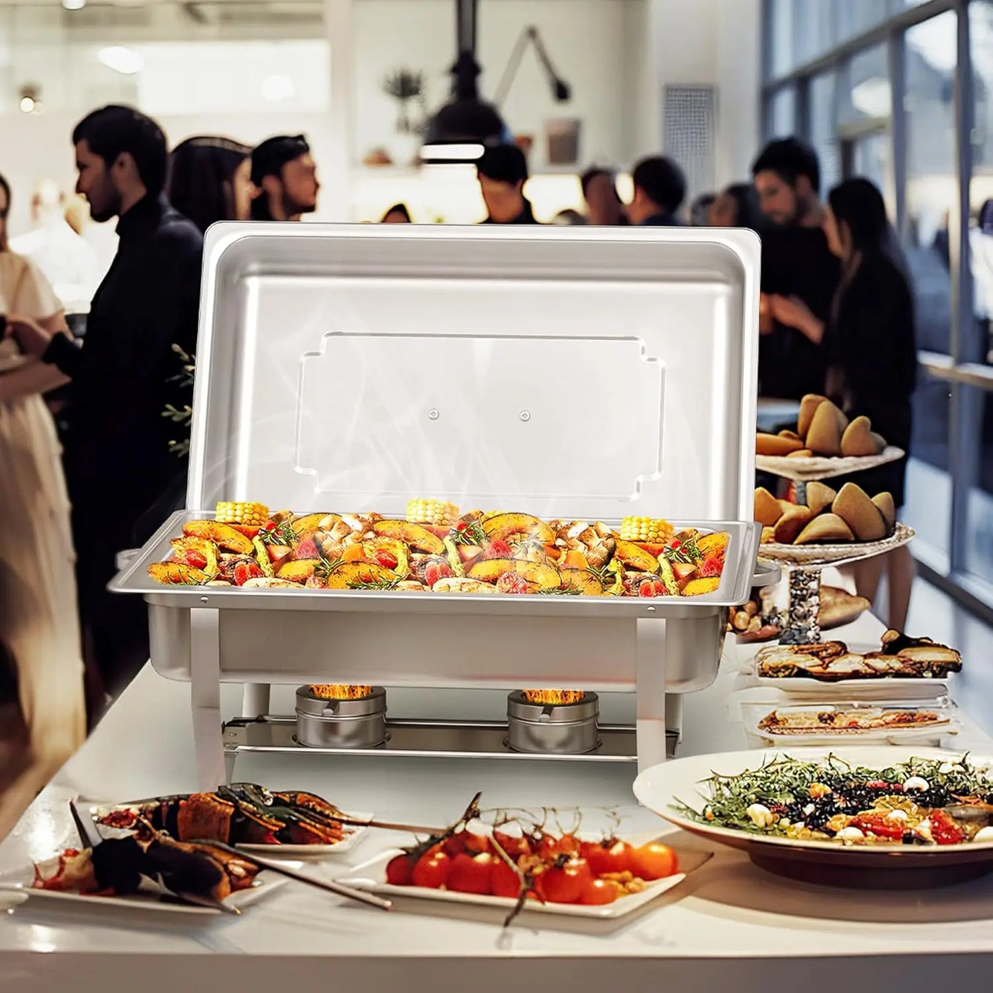 2/4/6 Pack 8QT Stainless Steel Chafing Dish Buffet Set – Food Warmer with Lid Holders for Catering, Restaurants, Weddings, Banquets & Party Serving