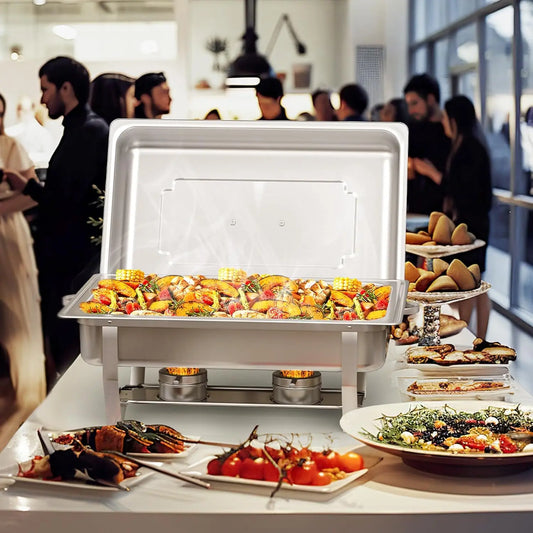 2/4/6 Pack 8QT Stainless Steel Chafing Dish Buffet Set – Food Warmer with Lid Holders for Catering, Restaurants, Weddings, Banquets & Party Serving