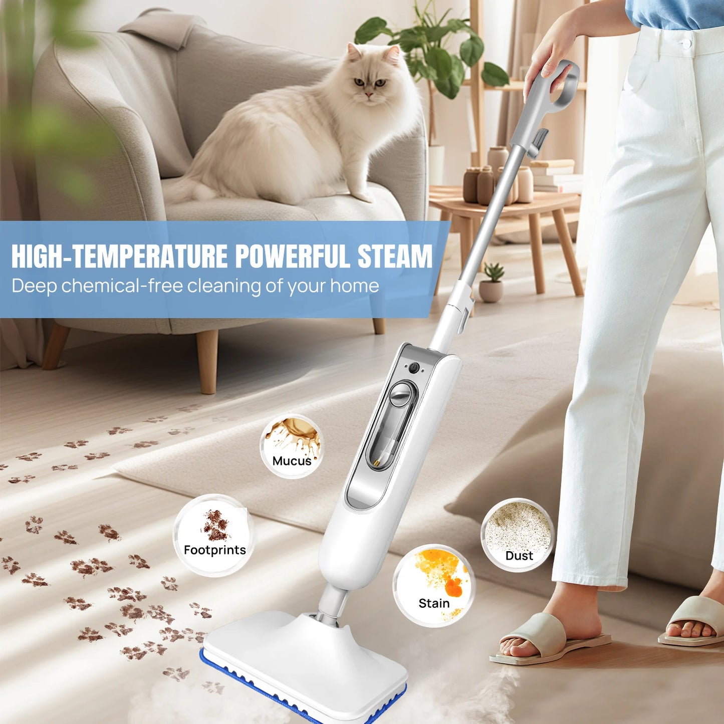 12-in-1 Electric Steam Mop for Deep Cleaning