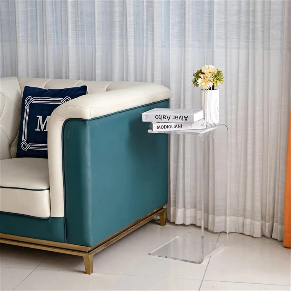 Modern Acrylic C-Shaped Transparent Side Table