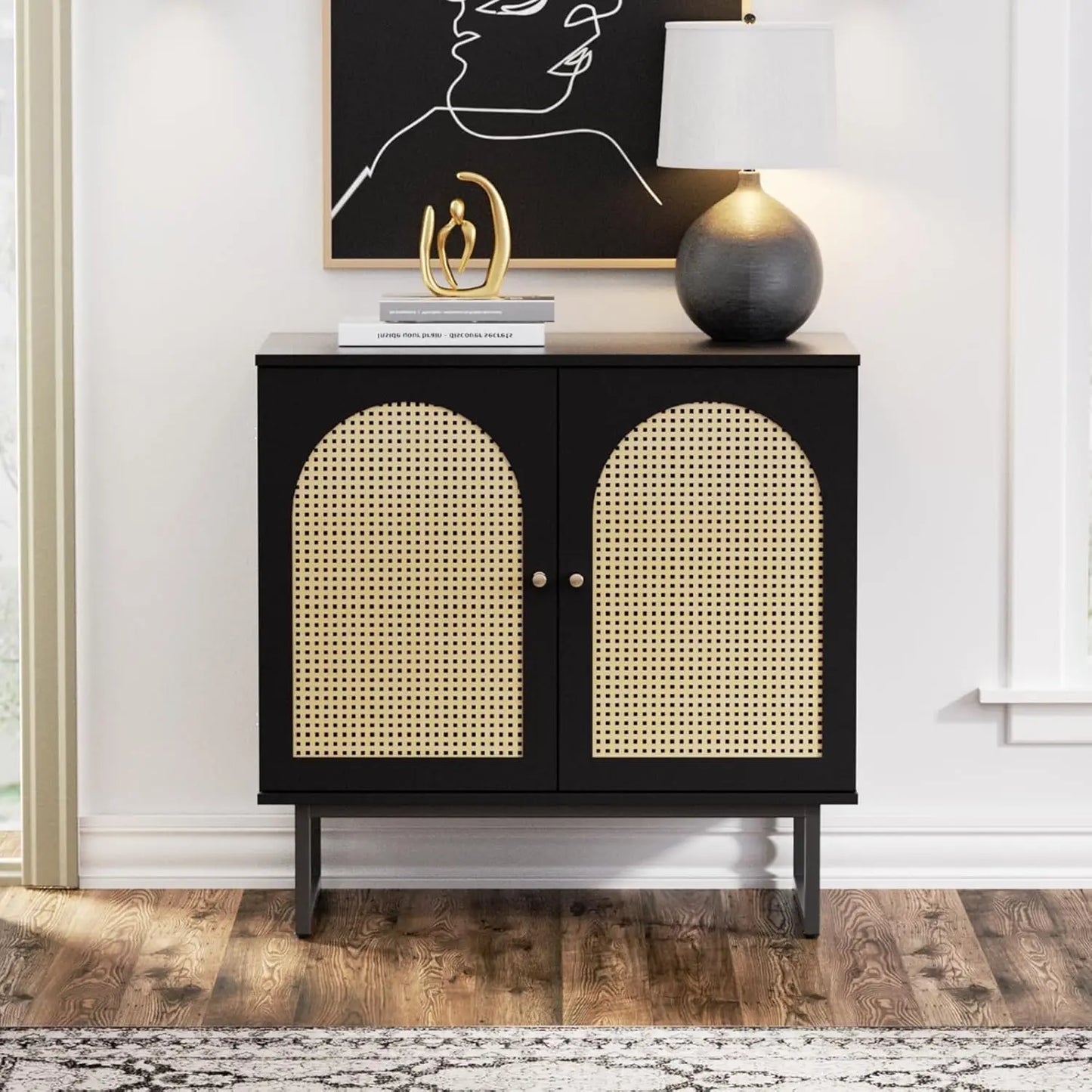Boho Rattan Sideboard Buffet Cabinet