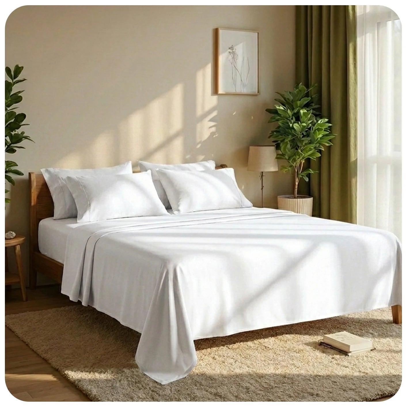 Queen Size 4-Piece Bedding Set – Ultra Soft Double-Brushed Microfiber Bed Sheets with Deep Pocket Fitted Sheet (Fits Mattresses Up to 18"), Easy Care Hotel Luxury Bedding