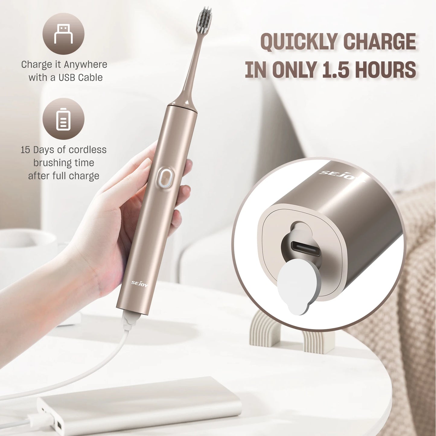 SEJOY Rechargeable Electric Toothbrush