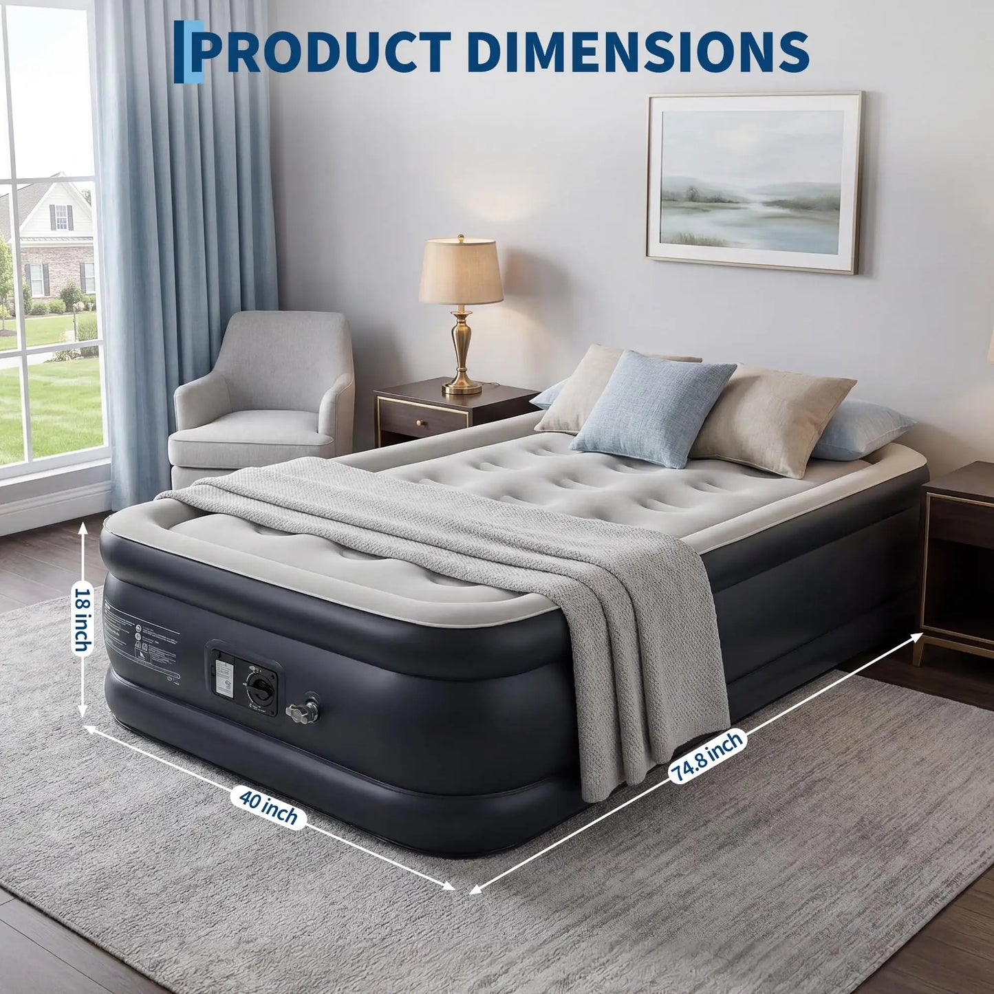 Twin/Queen Air Mattress with Built-In Electric Pump – 18" Raised Inflatable Guest Bed, Fast 3-Minute Inflation, Honeycomb Support, 800lb Weight Capacity