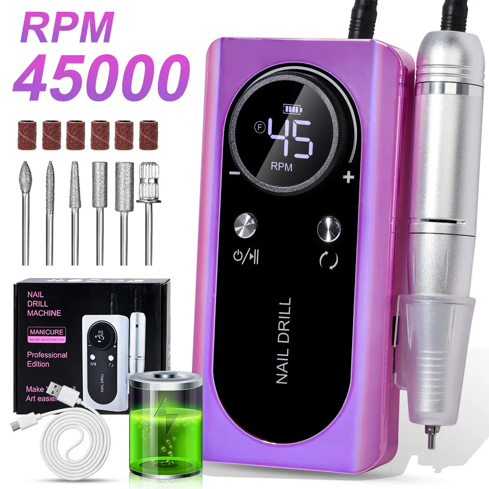 Rechargeable 45000RPM Electric Nail Drill Machine