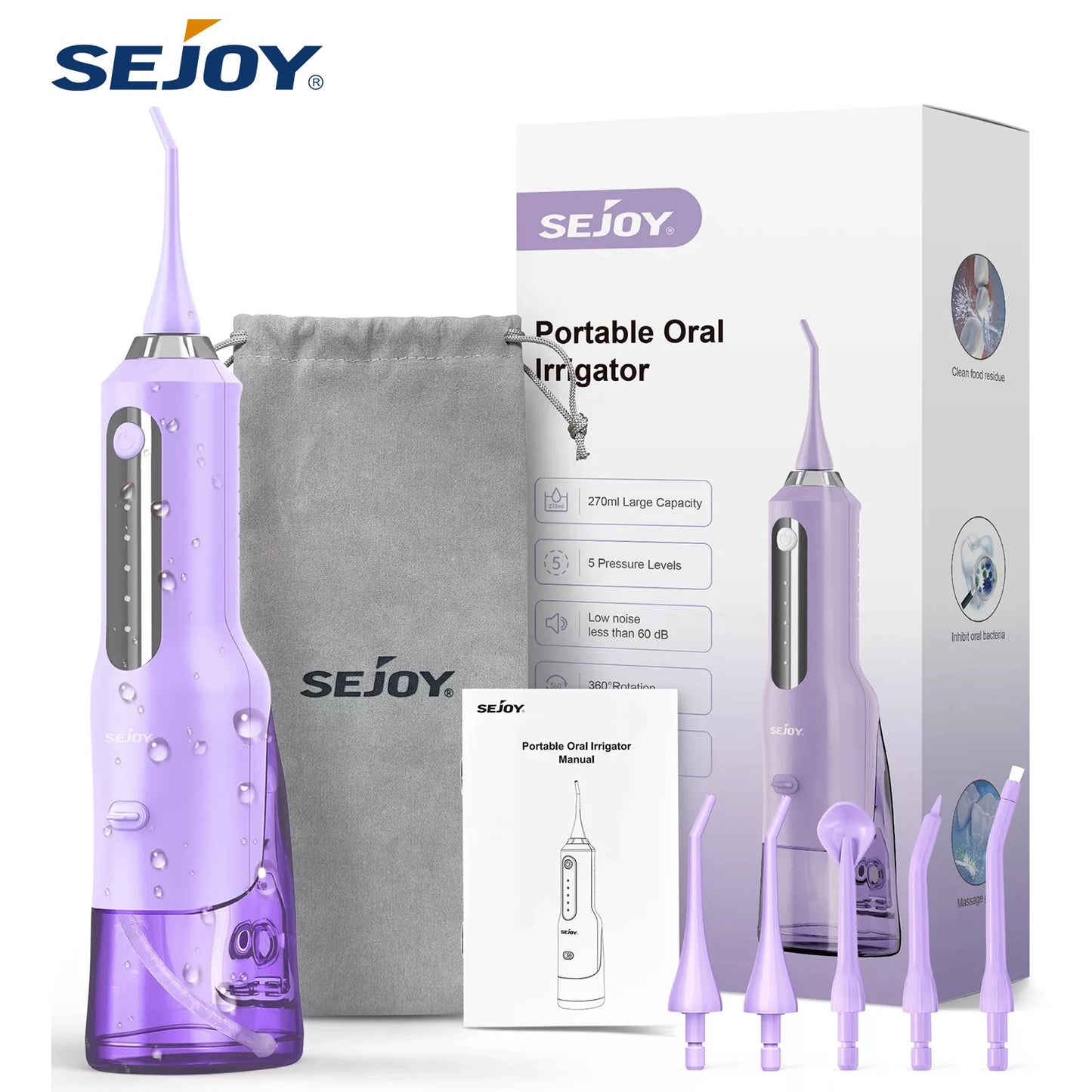 Sejoy Cordless Dental Flosser Oral Irrigator Cleaner