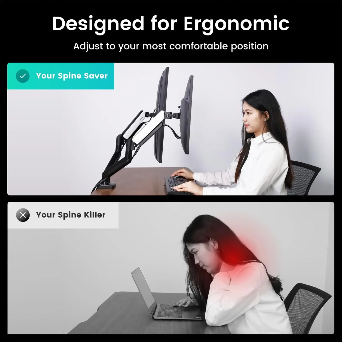 Dual Monitor Arm Mount Adjustable Desk Stand