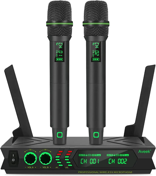 Aveek Dual UHF Wireless Karaoke Microphones System