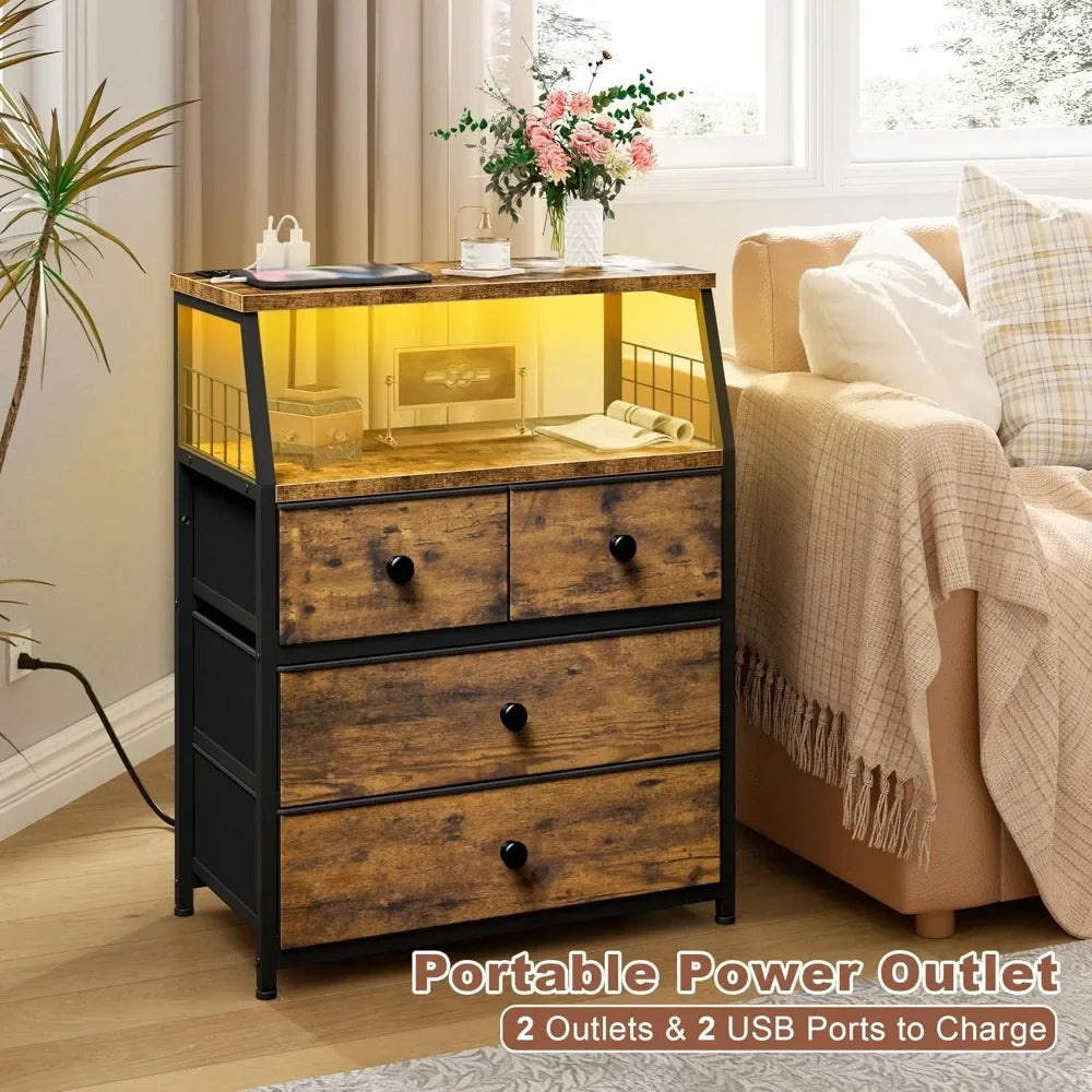 Nightstand Set with LED Charging Station