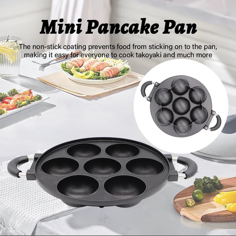 7-Hole Cast Iron Omelette Cake Pan