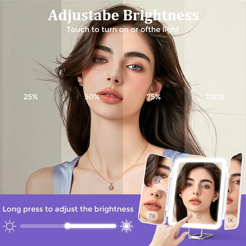 Rechargeable LED Makeup Mirror with Adjustable Lighting