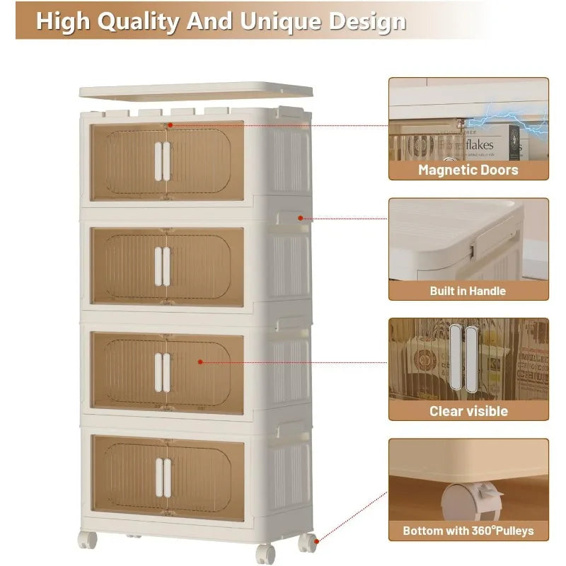 Collapsible Plastic Storage Bins with Wheels & Lids