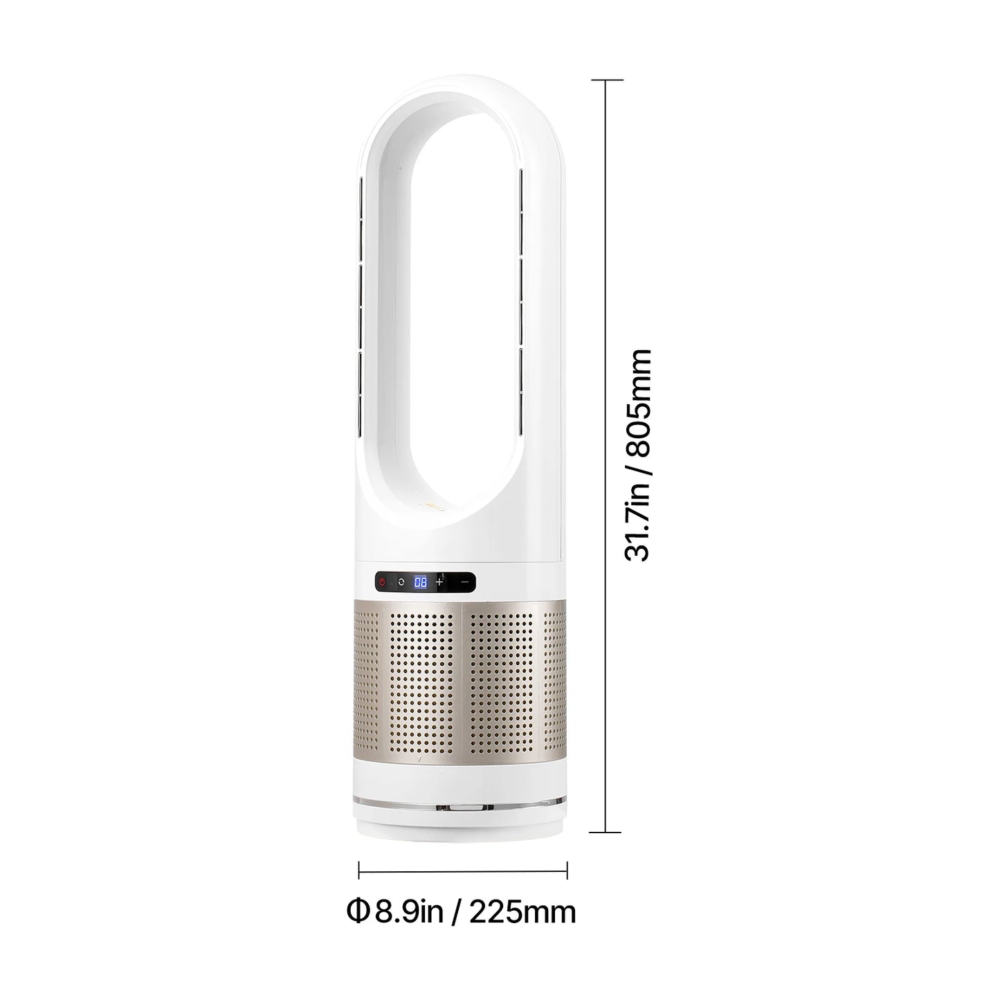 VEVOR Bladeless Tower Fan 8 Speed Oscillating Floor Fan with Remote Air Purification Mode Quiet Cooling Fan for Bedroom Home Office