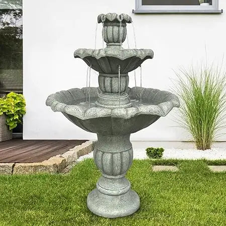 3-Tier Birdbath Garden Waterfall Outdoor Fountain