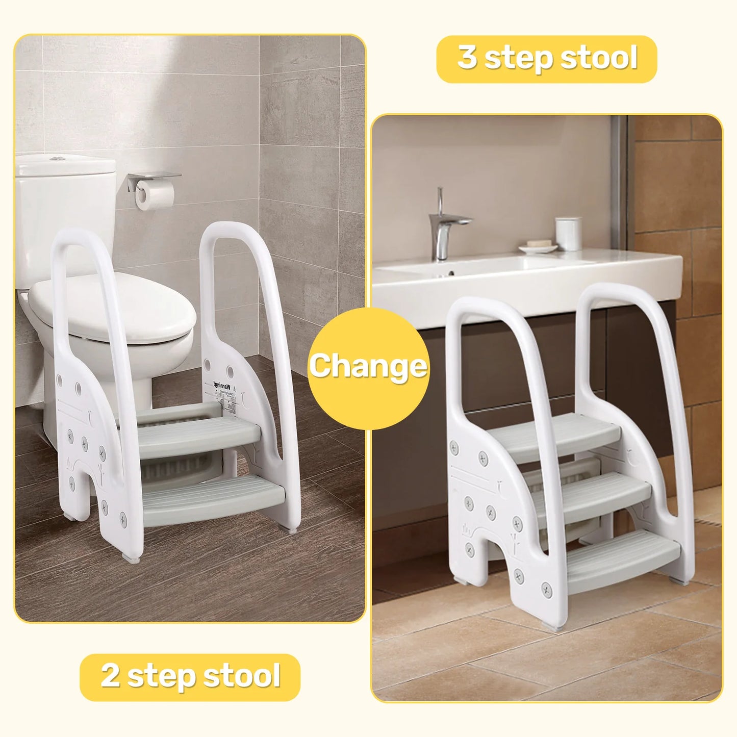 Toddler 3-Step Stool with Handles