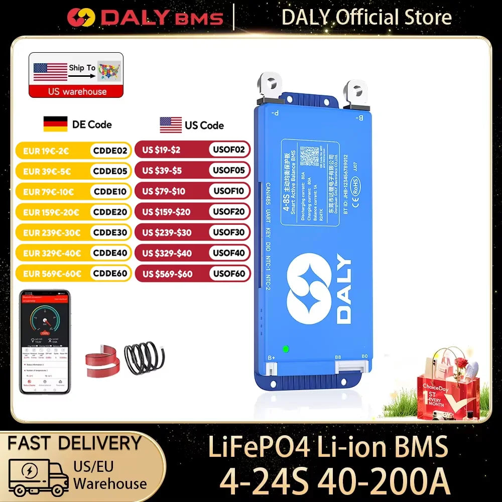 Daly Smart BMS LiFePO4 Bluetooth WiFi