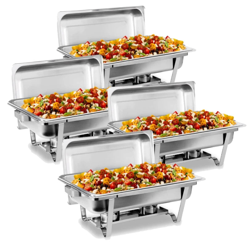 2/4/6 Pack 8QT Stainless Steel Chafing Dish Buffet Set – Food Warmer with Lid Holders for Catering, Restaurants, Weddings, Banquets & Party Serving