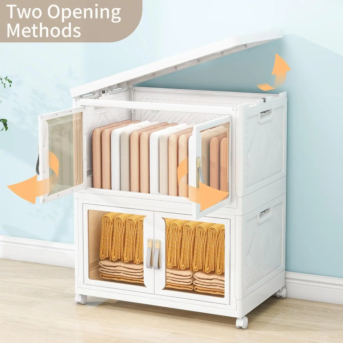 Large Clear Stackable Storage Bins with Lids – Foldable Cabinet Organizer for Home & Office