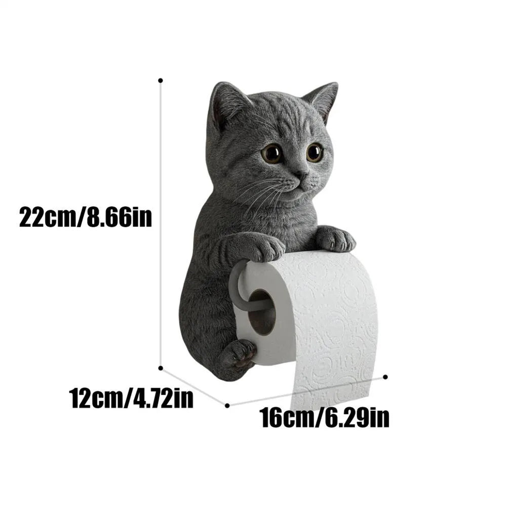 Cat Toilet Paper Holder – Wall-Mounted Cute Roll Dispenser for Bathroom, Dorm, RV, Kitchen & Travel