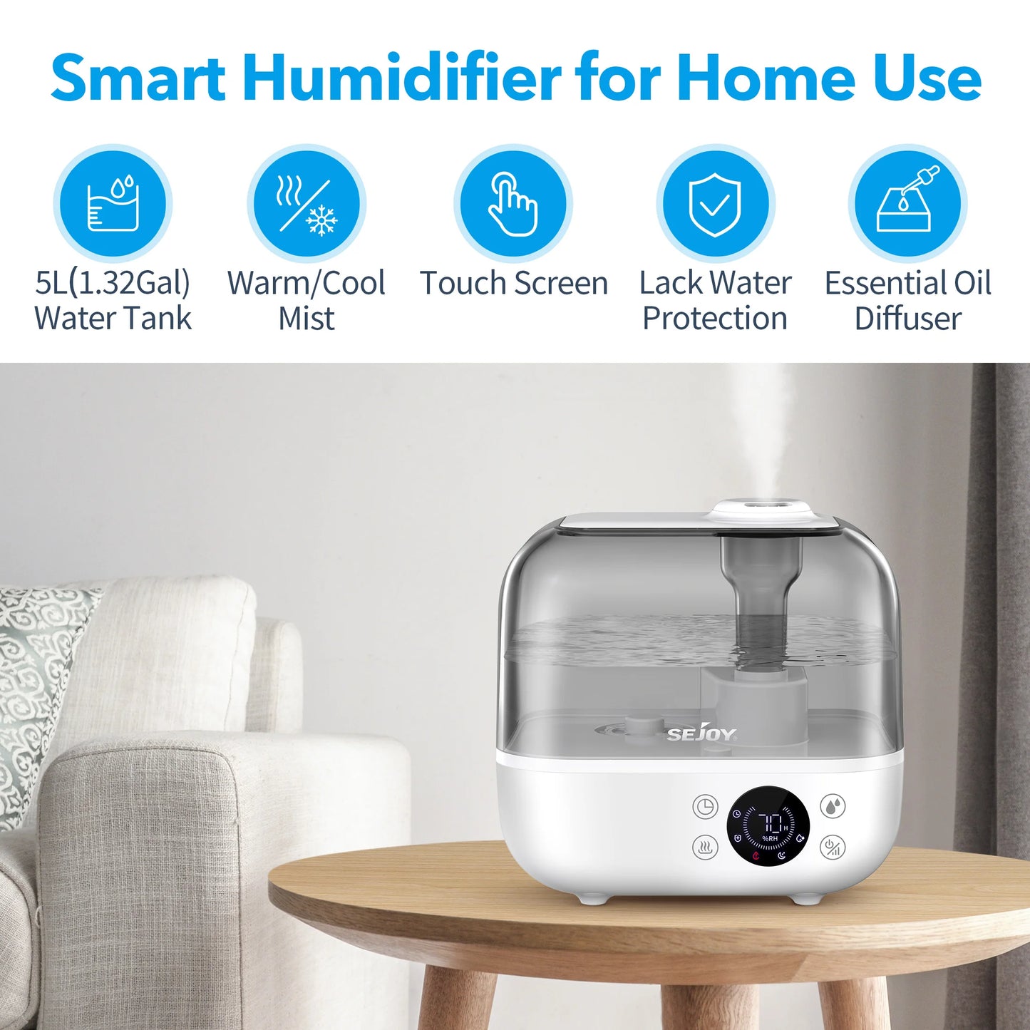 Large Room Humidifier 5L Aromatherapy Sleep Aid