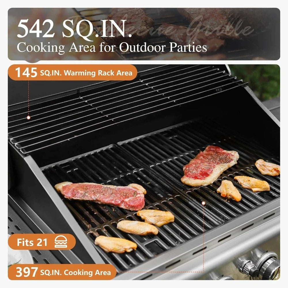 4-Burner Propane Gas BBQ Grill with Side