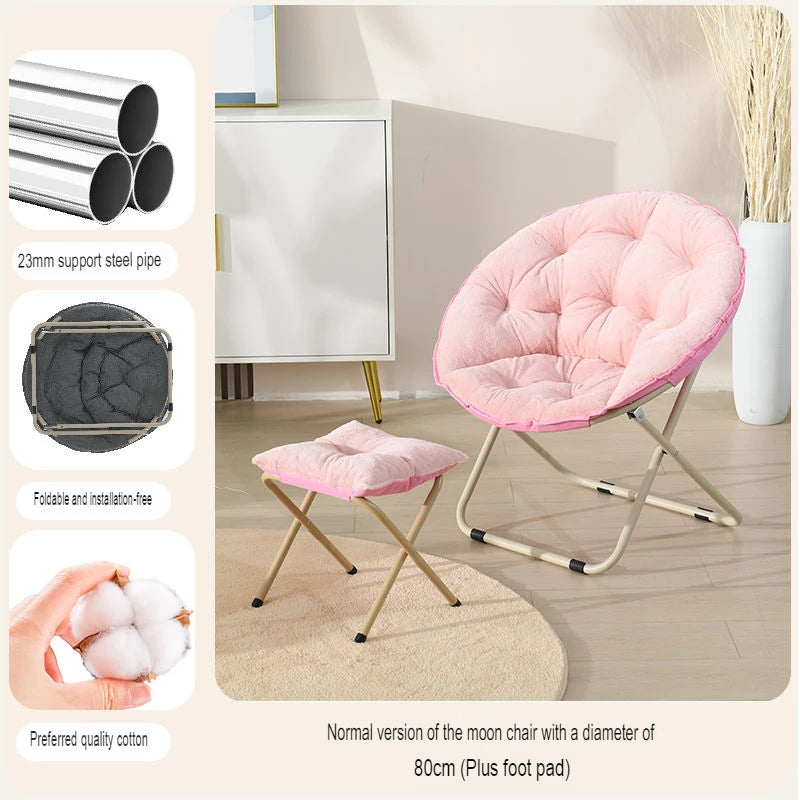 Round Folding Faux Fur Saucer Chair Set