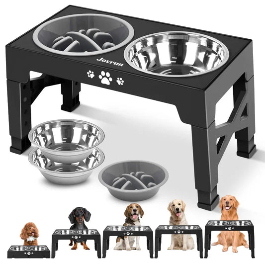 Adjustable Elevated Dog Bowls Stand Set