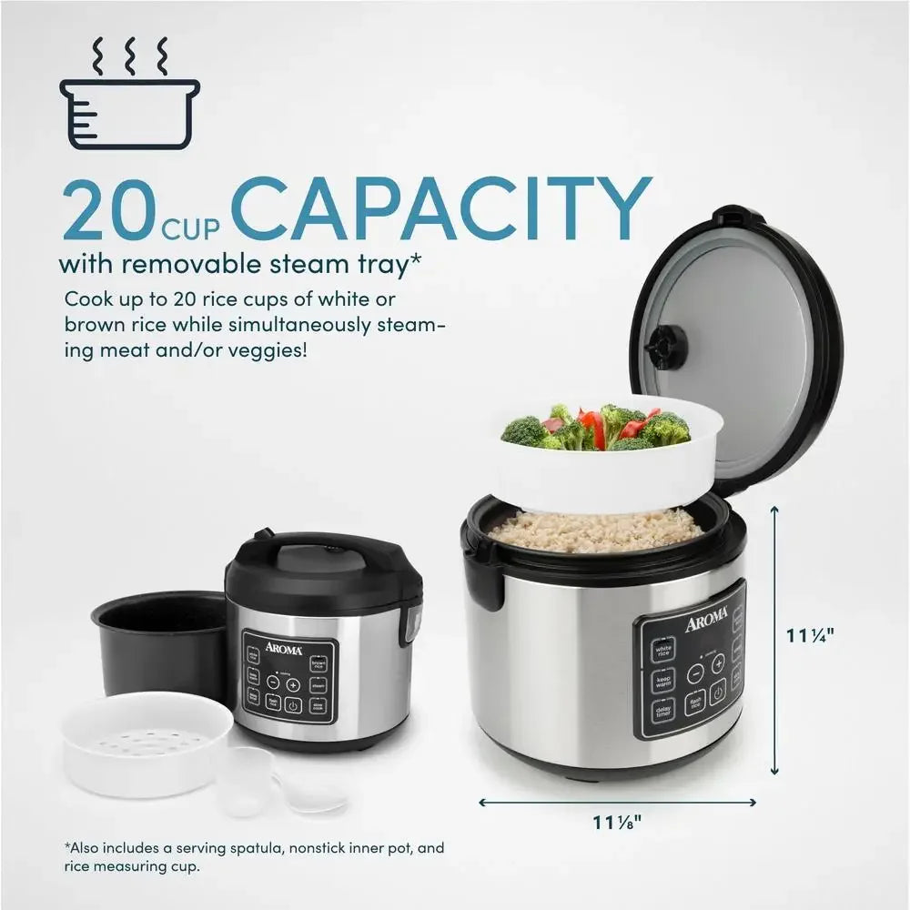 20-Cup Multi-Cooker Rice Steamer Nonstick Programmable