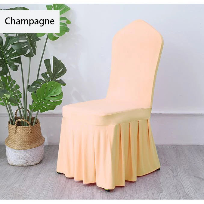 50/100PCS White Spandex Pleated Chair Covers – Stretch Seat Covers for Weddings, Banquets, Hotels, Parties & Event Decorations