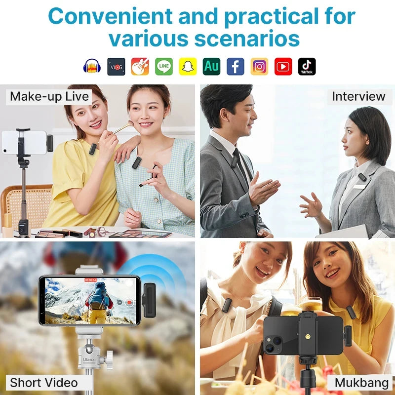 Ulanzi J12 Wireless Lavalier Mic for iPhone/Android