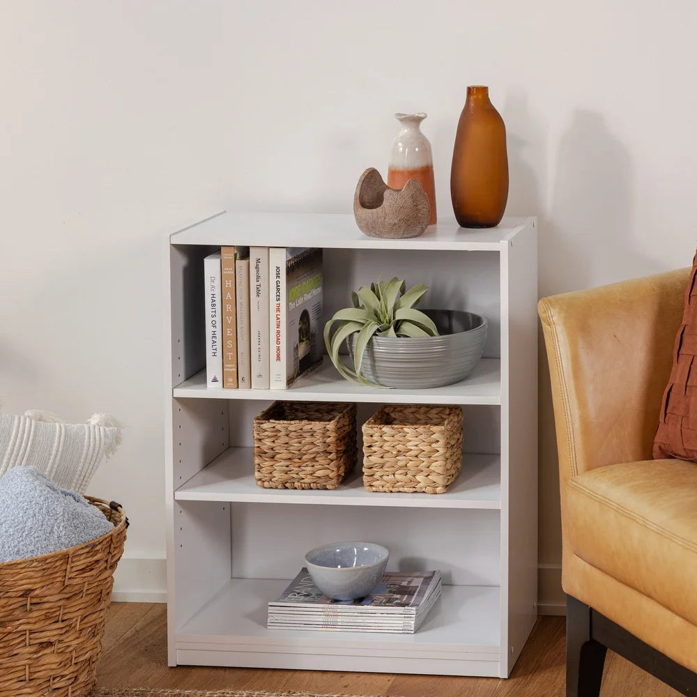3-Shelf Adjustable Bookcase Closed Back Storage