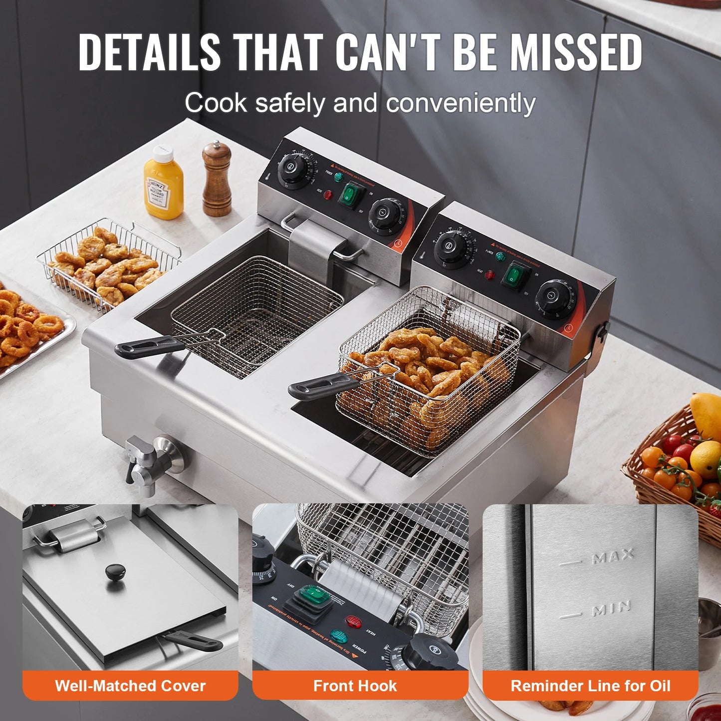SucceBuy 12L Dual Tank Electric Deep Fryer
