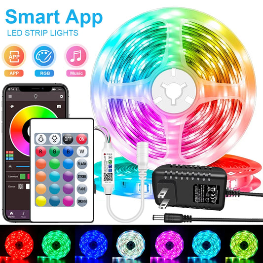 RGB 5050 LED Strip Lights Bluetooth App Control Color Changing LED Light Strips 12V for Bedroom Kitchen Room Bar Decor
